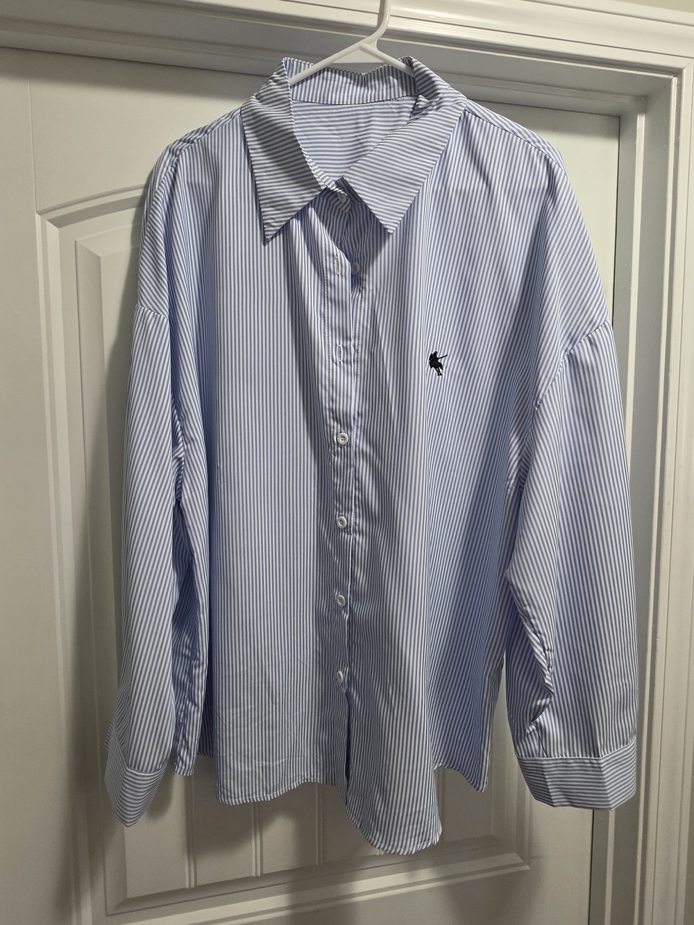 New Without Tags Blue Pinstripe Women's Button-Up Shirt